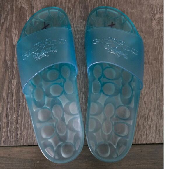 Coach Ulyssa Clear Blue Pool Slides  size 9 - Picture 4 of 6